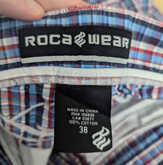 Rocawear plaid embroidered street wear baggy men's cargo shorts size 38 - Picture 5 of 5